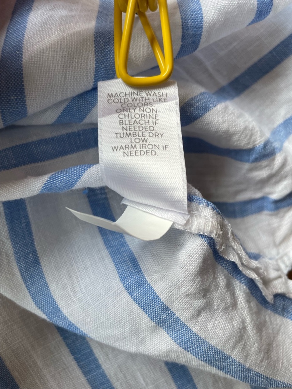 J. Jill Love Linen White & Blue Striped 100% Linen Button-Down Shirt size MP - Picture 8 of 11